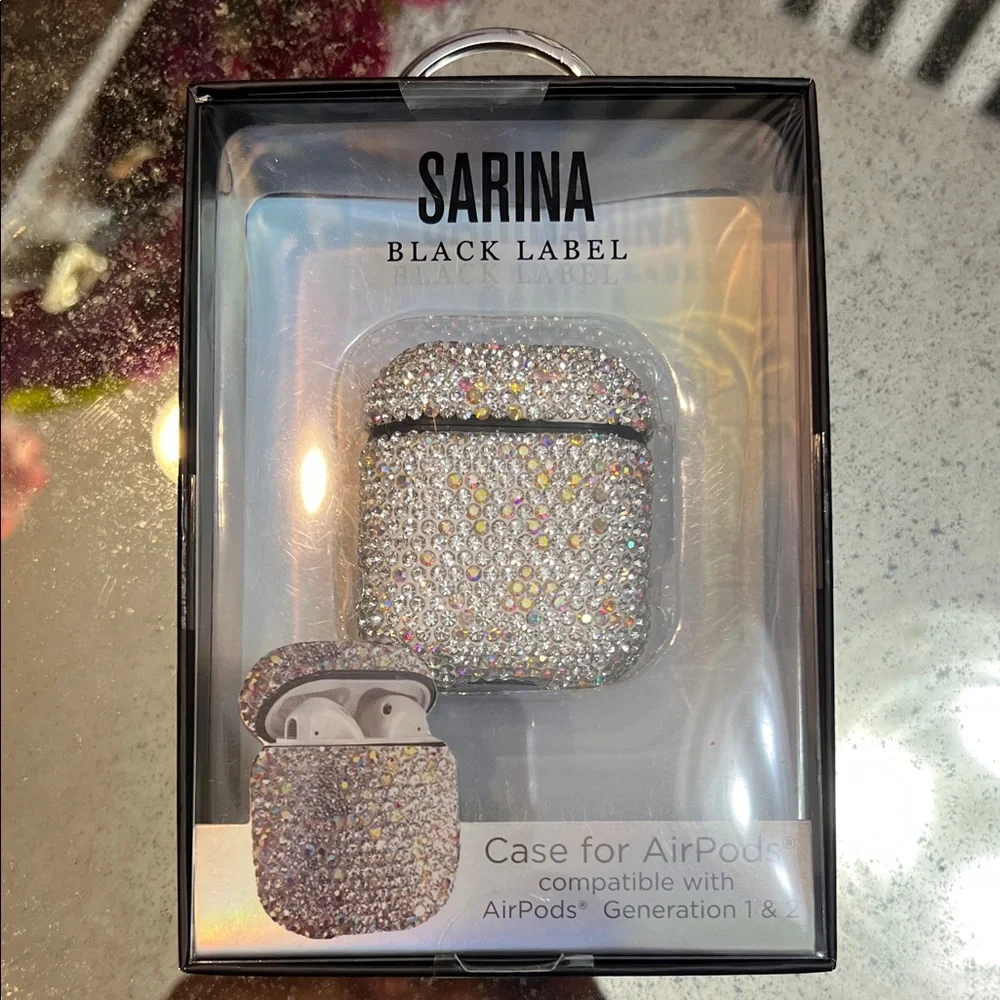 Black Label Sparkling Silver AirPods Case